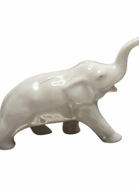 Occupied Japan Small Elephant White Trunk Up Charming Vintage Miniature 1940-60s